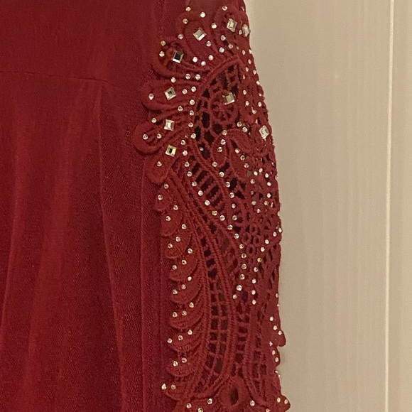 Ember Sz L Burgundy Bodysuit W/Elaborate Embroidery NWT😊😊 - Picture 6 of 15